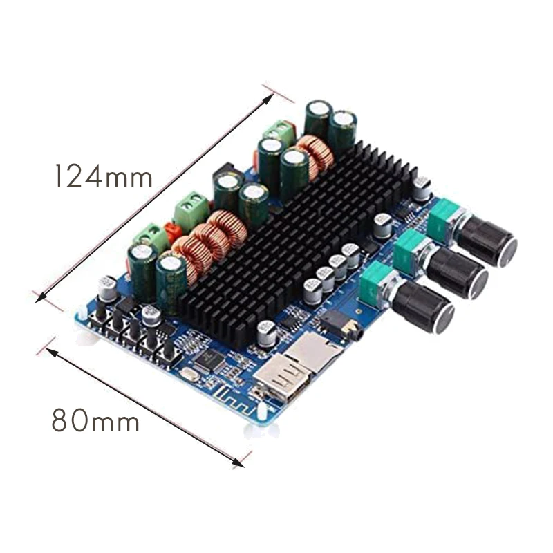 Power Amplifier Board,Digital 2.1 Channel Amplifier Board Bluetooth USB TF Input 50W+50W Stereo 100W Subwoofer Output