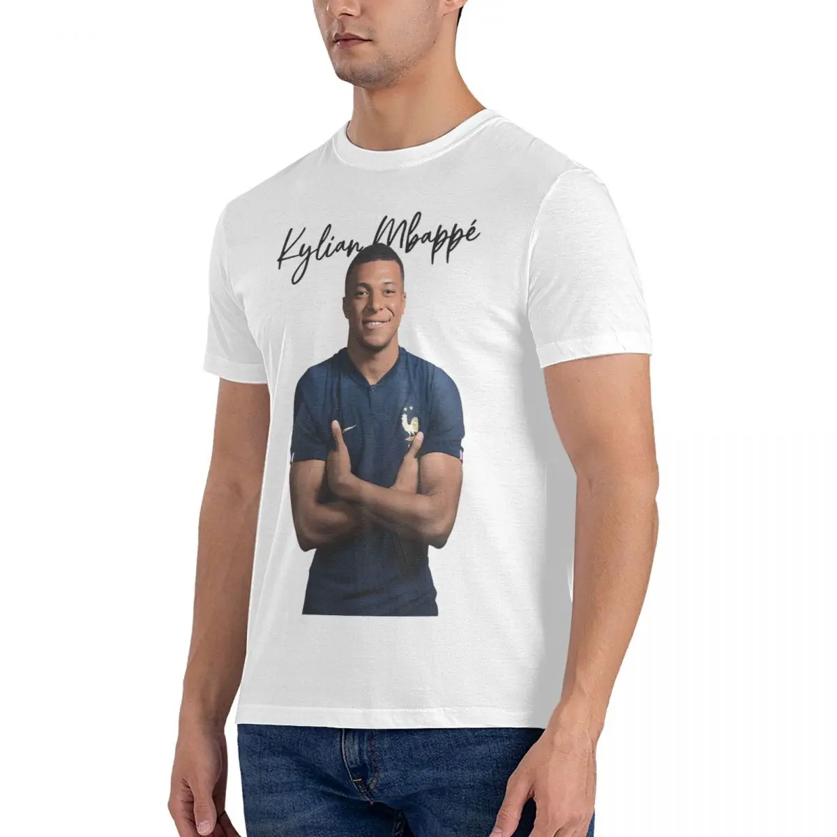 Kylian T Shirts Men's Cotton Novelty T-Shirts Round Collar Mbappe Tees Short Sleeve Clothing Graphic