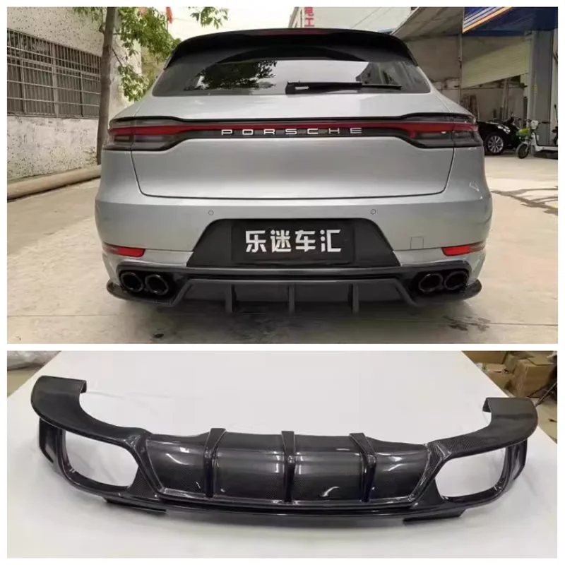 For Porsche Macan 2014-2022 High Quality Carbon Fiber Car Rear Trunk Bumper Diffuser Spoiler Protector Cover