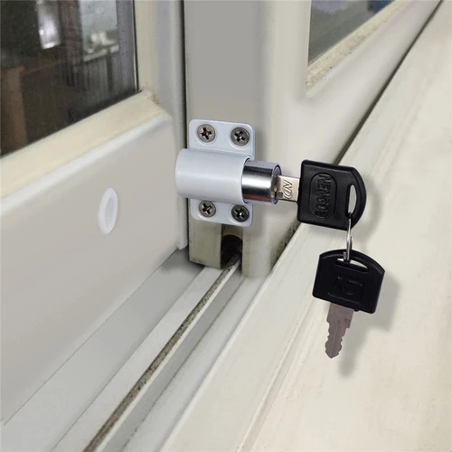Imagen 2 del producto Cerradura de seguridad para puerta y ventana de aleación de aluminio, cerraduras limitadoras para ventana, cerradura para ventana corredera, seguridad para niños con 2 llaves