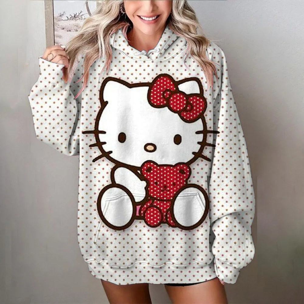 MINISO Couple Hoodies Fashion Coulomi Hello Kitty 3D Print Hoodie Men Women Fashion Casual Sport Sweatshirts Pullovers Hooded