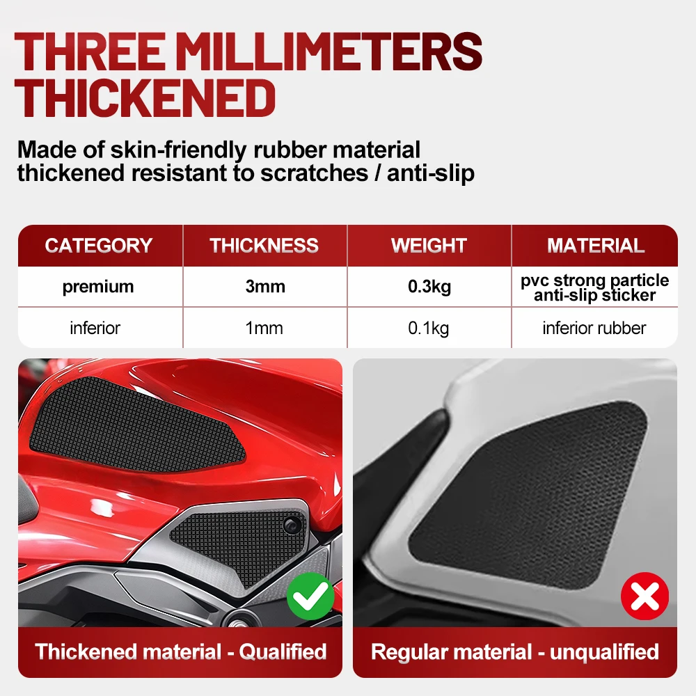 For Ducati Panigale V4 2025 Fuel Tank Anti Slip Sticker Tank Traction Pad 3D Grid Texture 3M Silicone