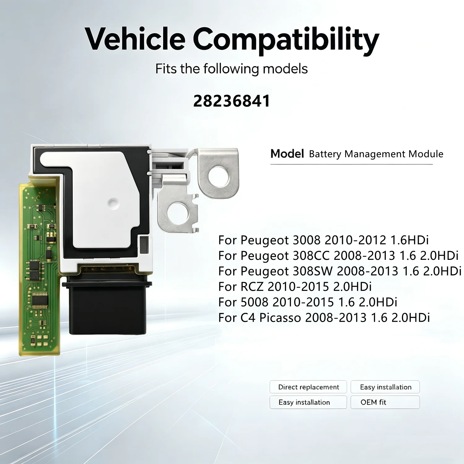 Fuse box Battery management module protection circuit For 3008 308CC 308SW 5008 C4 Picasso 28236841 28257533