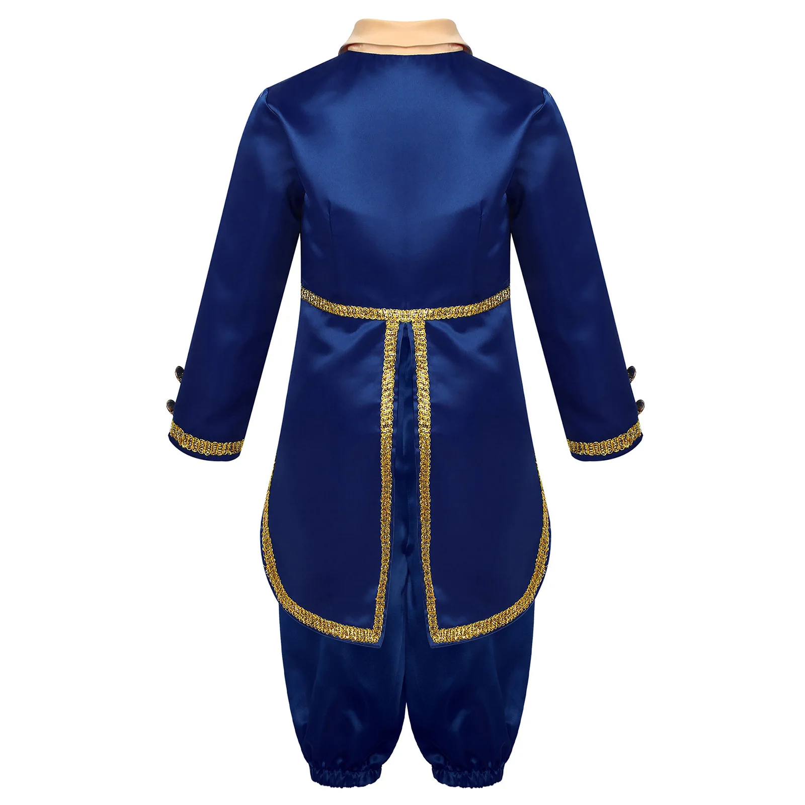 Kids Boys Medieval Prince Costume Long Sleeves Turn-Down Collar Tuxedo Jacket Tailcoat Pants Set Halloween Cosplay Outfits