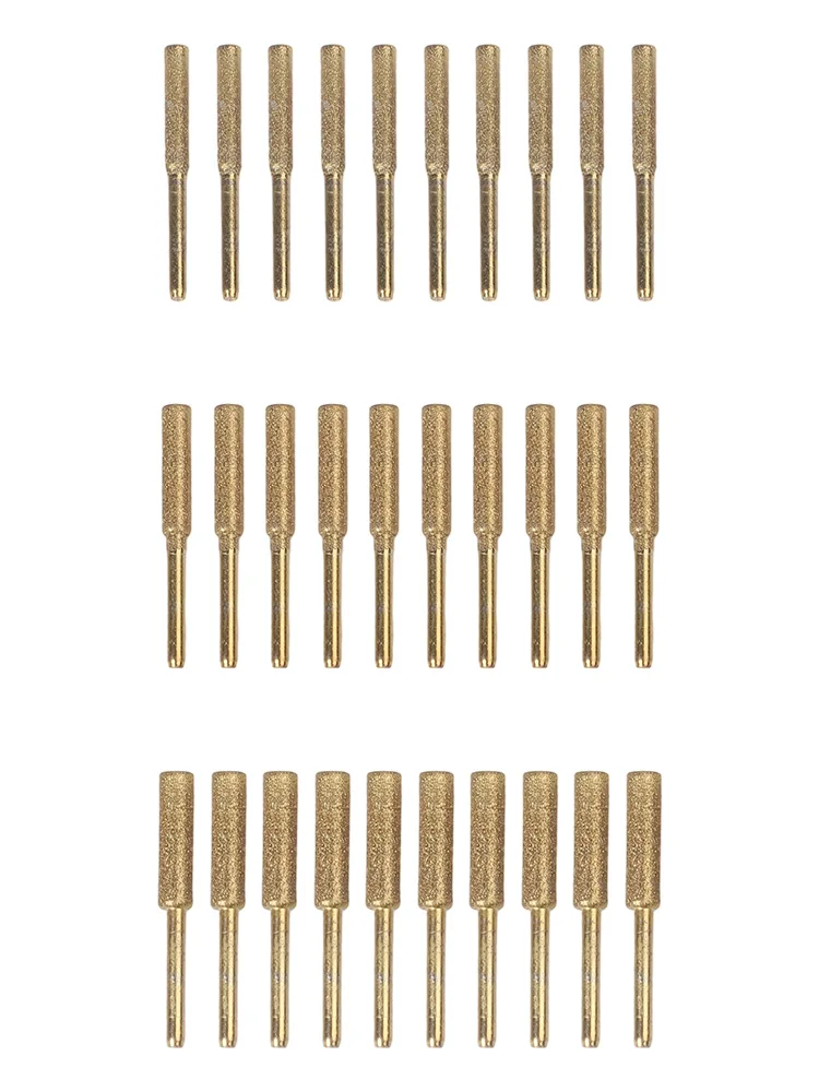 /30Pcs /Gold /Emery Chainsaw Sharpeners 4mm 4.8mm 5.5mm Grinding Heads For Rotary Tool Metal Wood Jade Polishing Drill Bit Set