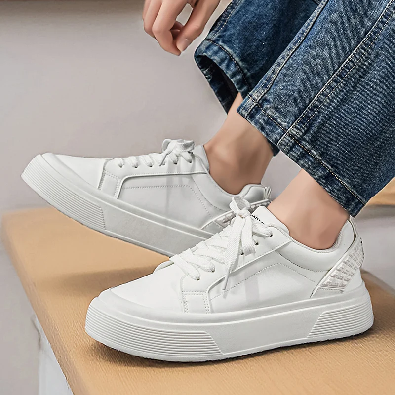 

Мужские спортивные туфли на плоской подошве, летние повседневные вулканизированные кроссовки, мужские кеды, черные кеды для скейтбординга, белые кожаные кроссовки