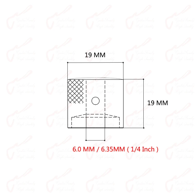 【Made in Korea】1 Piece  Flat Top Metal Tone volume Knob For Electric Guitar Bass  19MM*19MM*6.0MM/6.35MM  1/4 Inch