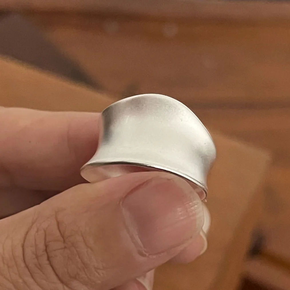 925 Sterling Silber Ringe für Frauen, Paar-Ringe, minimalistisch, handgefertigt, schlicht, breiter Mondring-Set, Party-Schmuck, Geschenk, verhindert Allergien