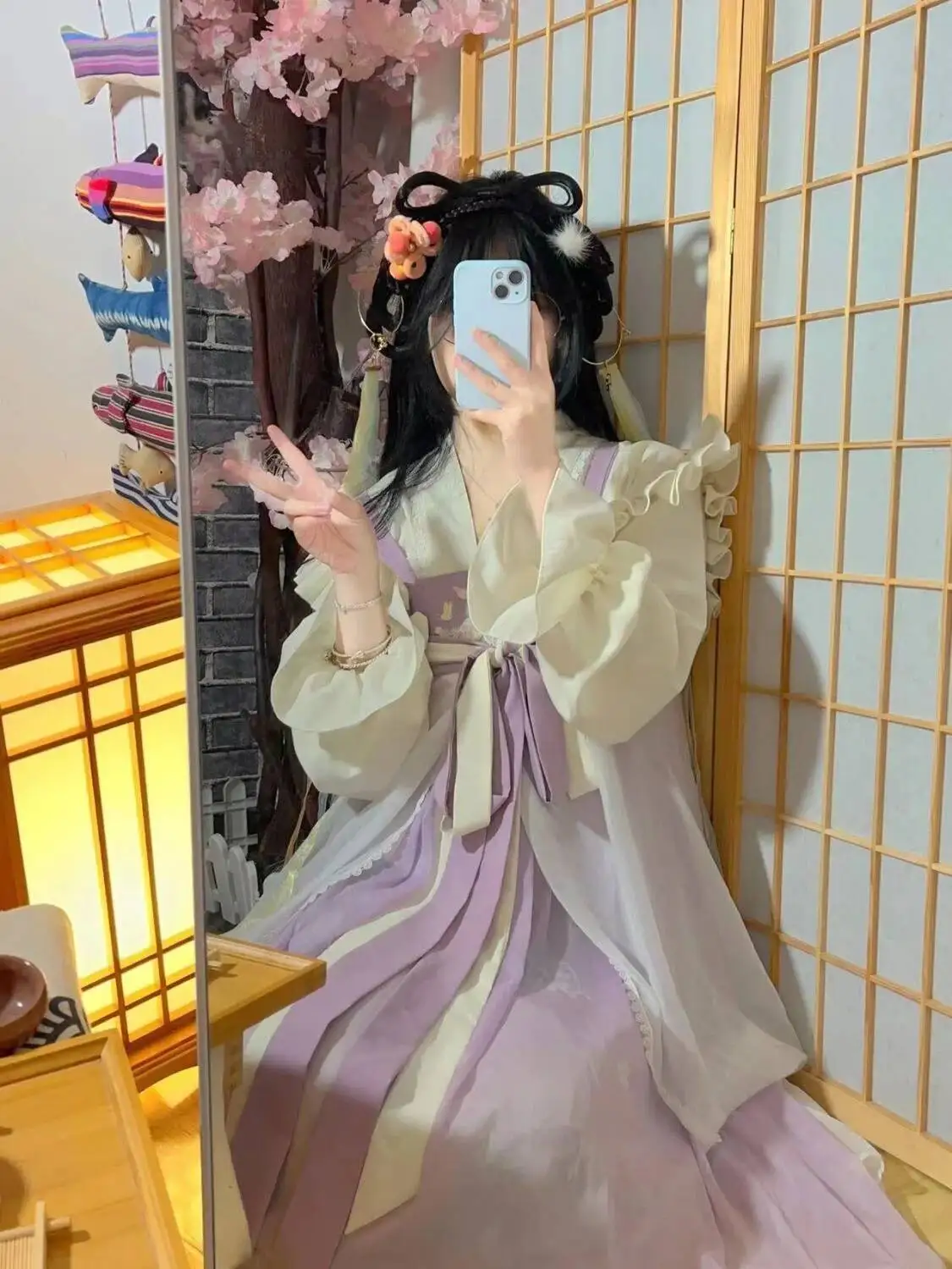 Estilo chinês bordado hanfu bonito coelho lótus puff mangas cosplay traje de fadas vestido para mulher tang dinastia terno