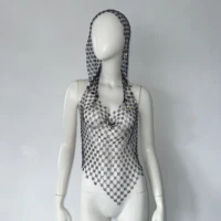 Glitter Rhinestone Mesh Hooded Tank Top Summer Women Sexy See Through Hollow Out Backless Camisole Rave Party Club Crop Tops - Image 5