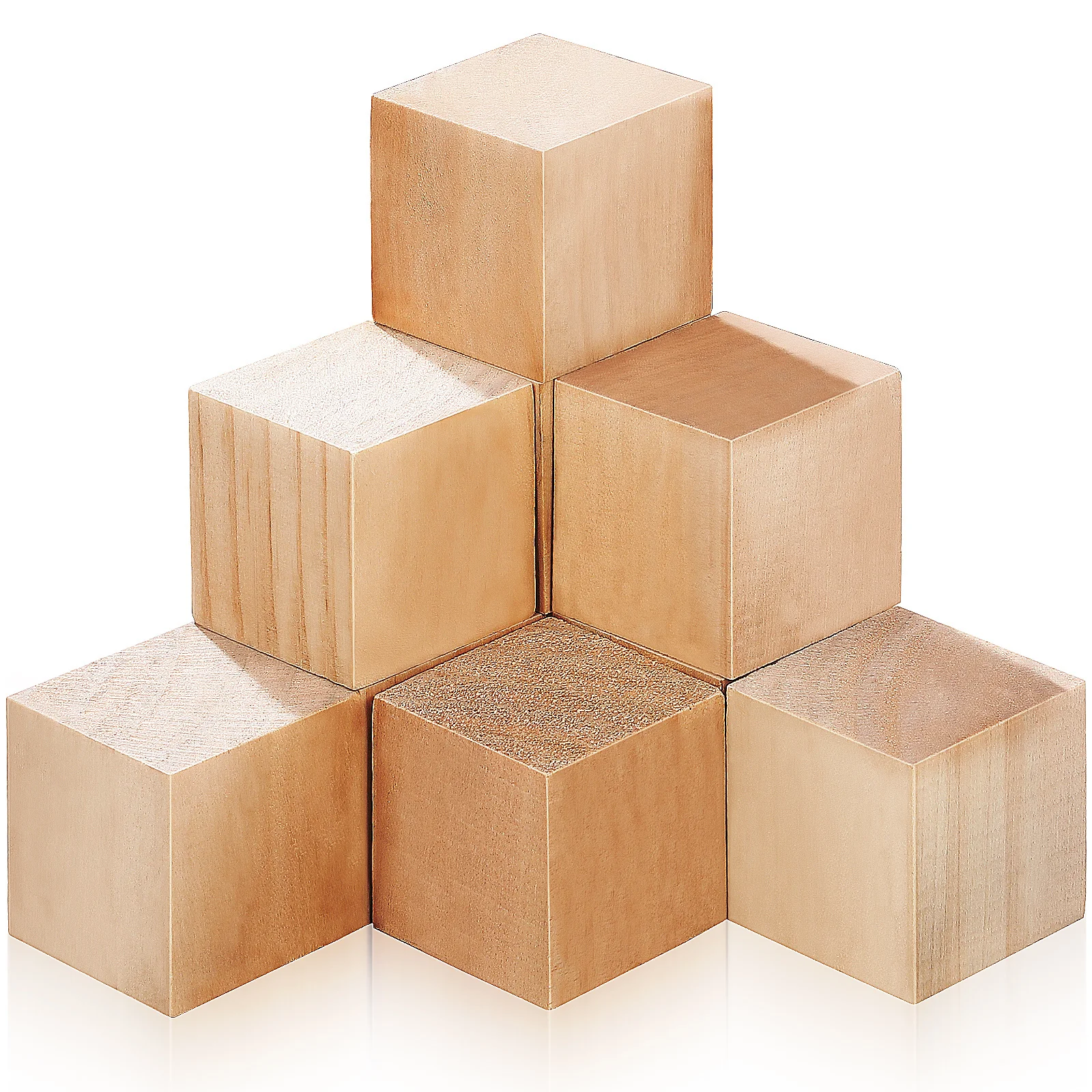 10 pezzi di blocchi di legno di pino cubetti quadrati non finiti puzzle artigianali fai da te creazione di cubi di legno per dipingere colorare coordinazione occhio-mano