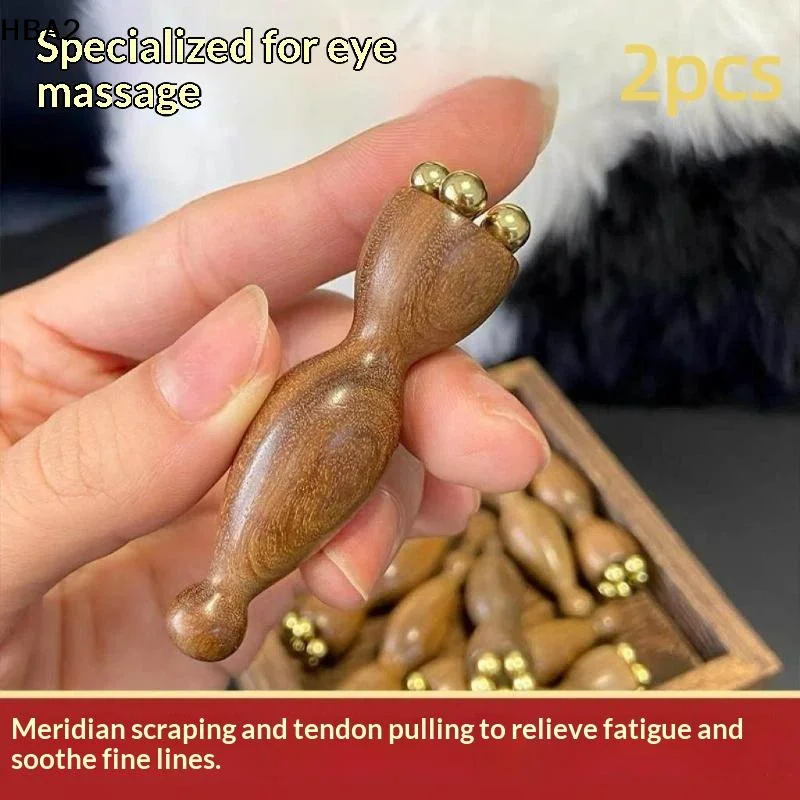 【H】Lotus Seedpod Brass & Rosewood Facial Gua Sha Tool Eye Relaxation Spot Meridians Acupoint Massage Handheld Eye Skin Care