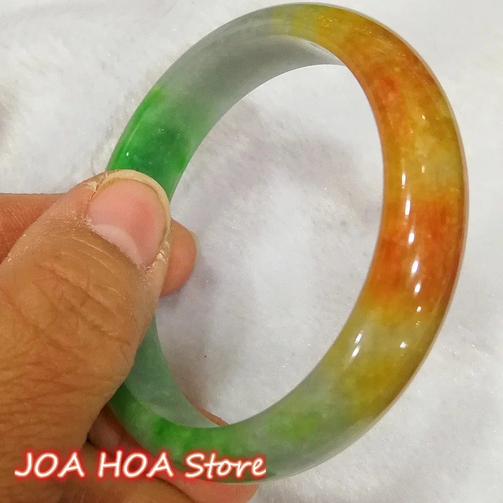 

New Natural Myanmar A+ Emerald Tricolor Slightly Pretty Jadeite Bangle Exquisite Fashion Jade Bracelet Elegant Fine Jewelry