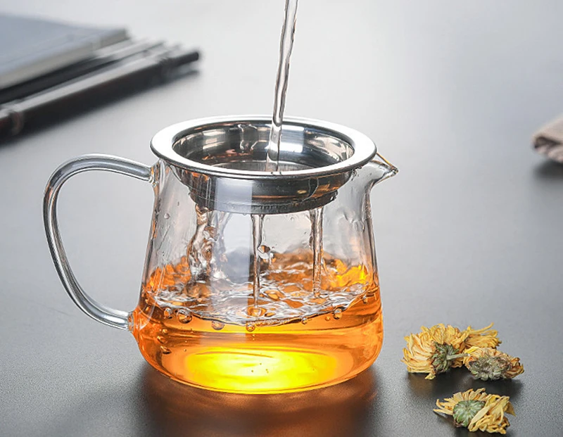 Heat-resisting Clear Glass Tea Pot Fair Cup Cha Hai Teapot With Infuser Puer Tea Brewing Kettle Pu Erh Gaiwan Set Pots Teapots