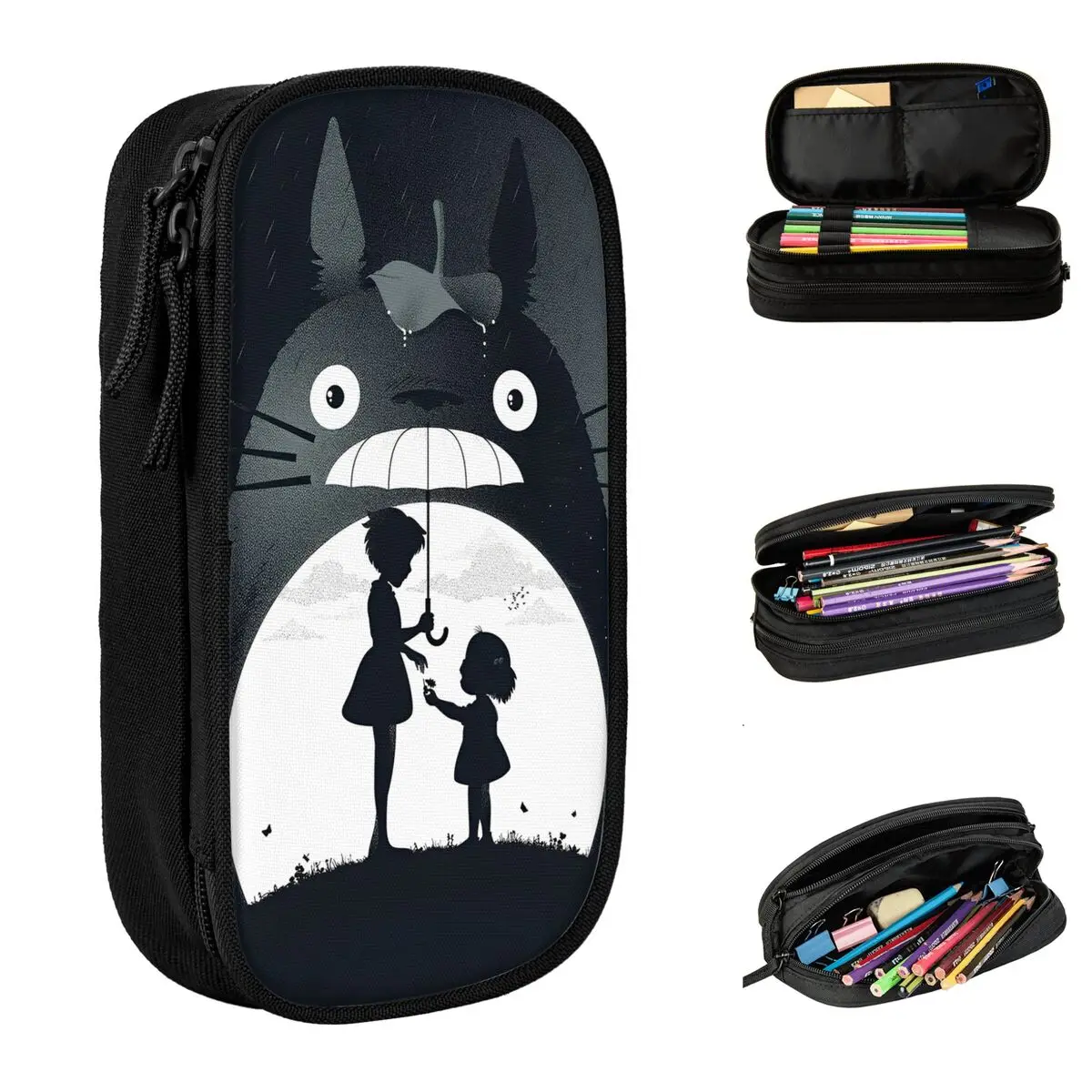 Kawaii T-TotoroS Cartoon Pencil Cases Anime Pen Bag Girls Boys Large Storage Students School Zipper Pencil Pouch