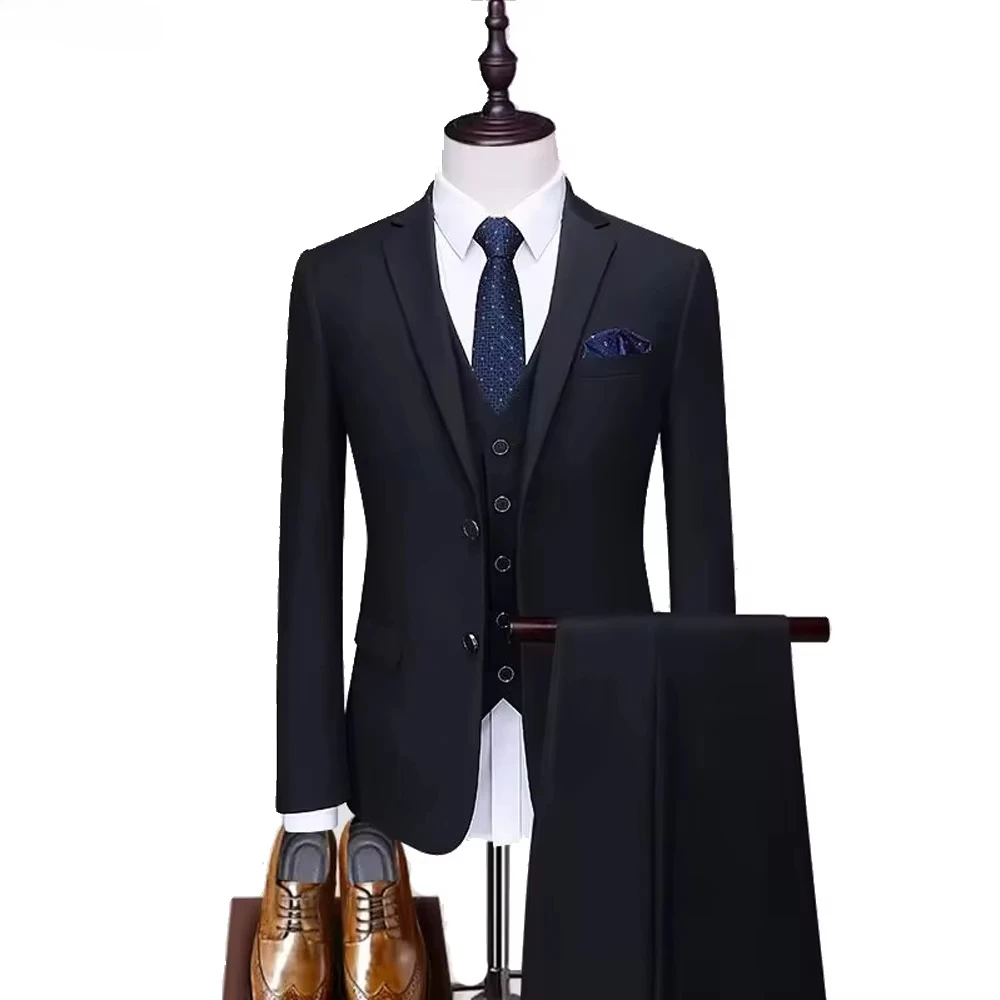 High Quality Men Suits Elegant For Wedding 2 Pieces Blazers 3 Sets Jackets Vest Pants  Business Formal Full Classic Coats