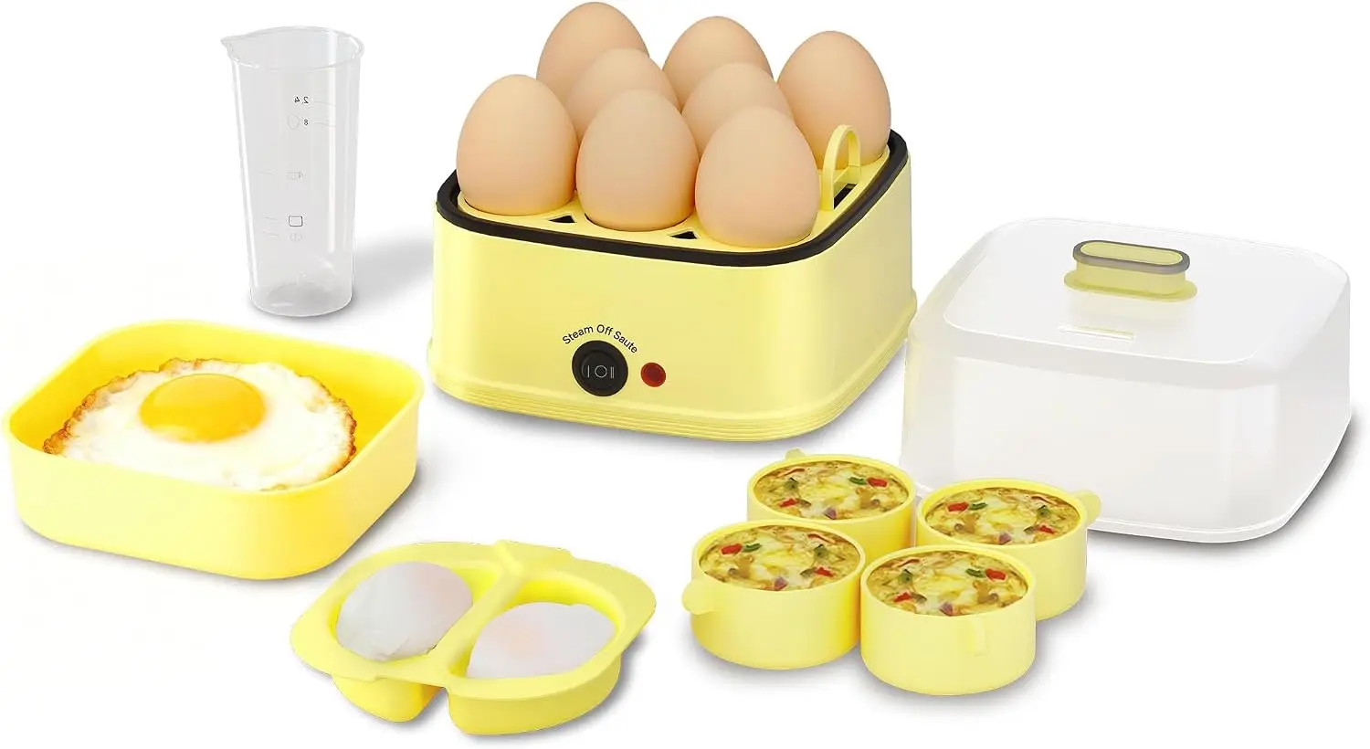 8-in-1 Electric Egg Cooker: Rapid Boiler for Hard, Soft & Poached Eggs, Auto Shut-Off, 8 Eggs, Compact, Dishwasher Safe