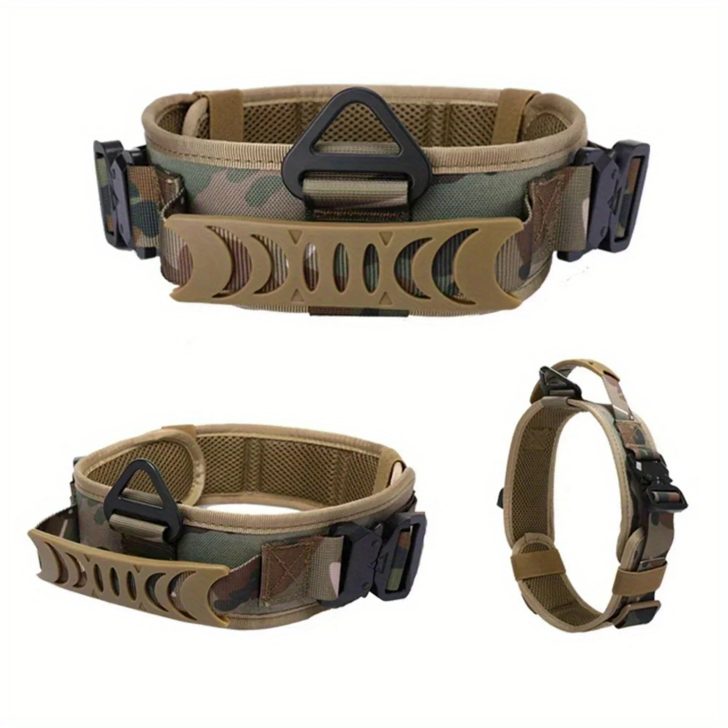 Plaid Pattern Heavy Duty Tactical Dog Collar with Reflective Large Handle, Metal Buckle, and Nylon - Suitable for All Breed Siz