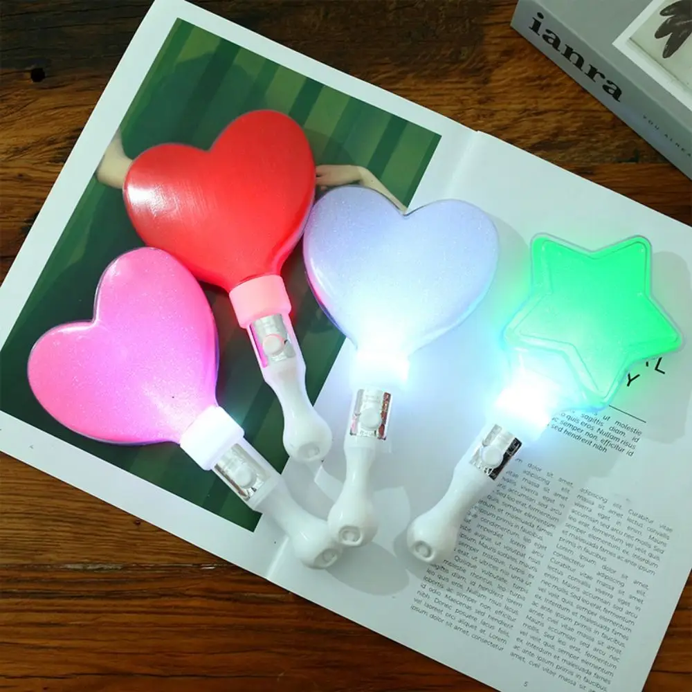 LED Glow Star Heart LED Glow Stick Reusable Mini Kpop Lightstick Luminous Bar Finger Lightstick Glow Stick Glow Party Props