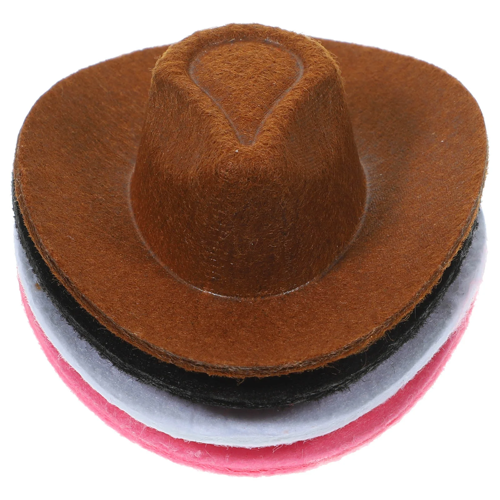 4 Pcs Mini Cowboy Hat Miniature Western Decoration Hats Supplies DIY Craft Non-woven Fabric