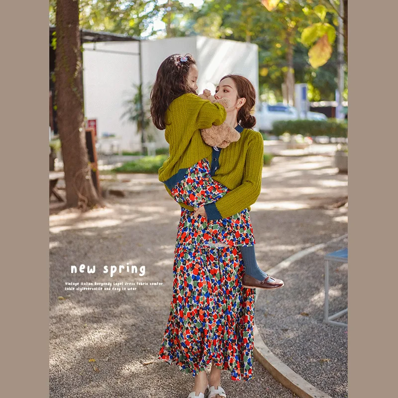 

Parent-child Wear 2022 New Trendy Spring and Autumn Foreign Style Girls' Skirts Fried Street Mother and Daughter Clothes