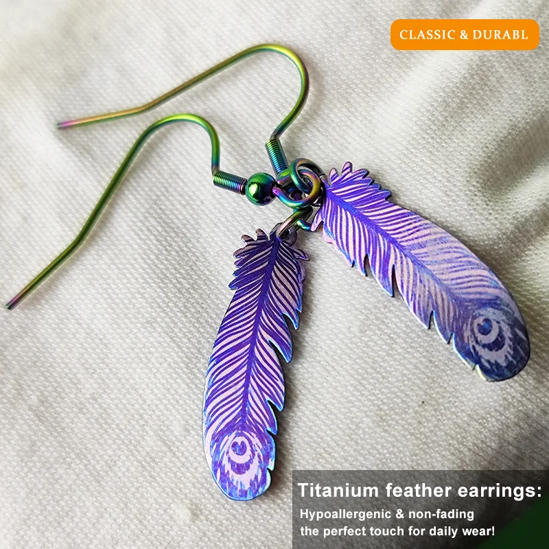 Titanium Feather Earrings for Women Lightweight Designer Statement Jewelry Fashionable Accessory