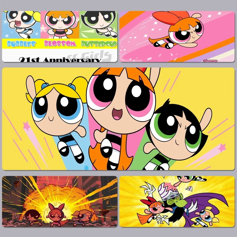 

P-Powerpuff Cute Girls Mousepad Cute Durable Rubber Mouse Mat Pad Size for Game Keyboard Pad