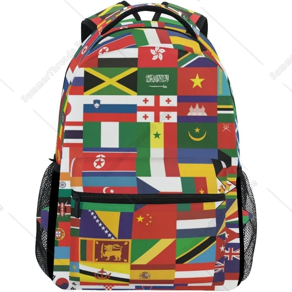 

Multinational Flag Print Backpack, Travel - Inspired Bag for Globe - trotters, Ideal for Travel and Daily Use