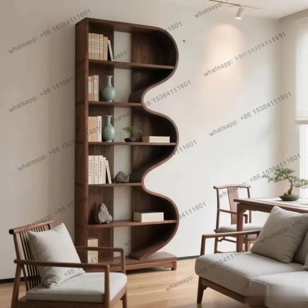 

Черный орех, современная простая книжная полка для гостиной, спальни, чайной комнаты, высококачественный напольный витрина, декоративный шкаф