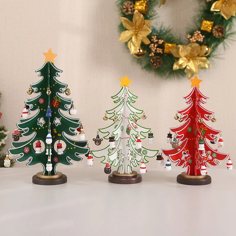 

Christmas Tree Children's Handmade DIY Stereo Wooden Christmas Tree Scene Layout Christmas Decorations Ornaments Holiday Gift