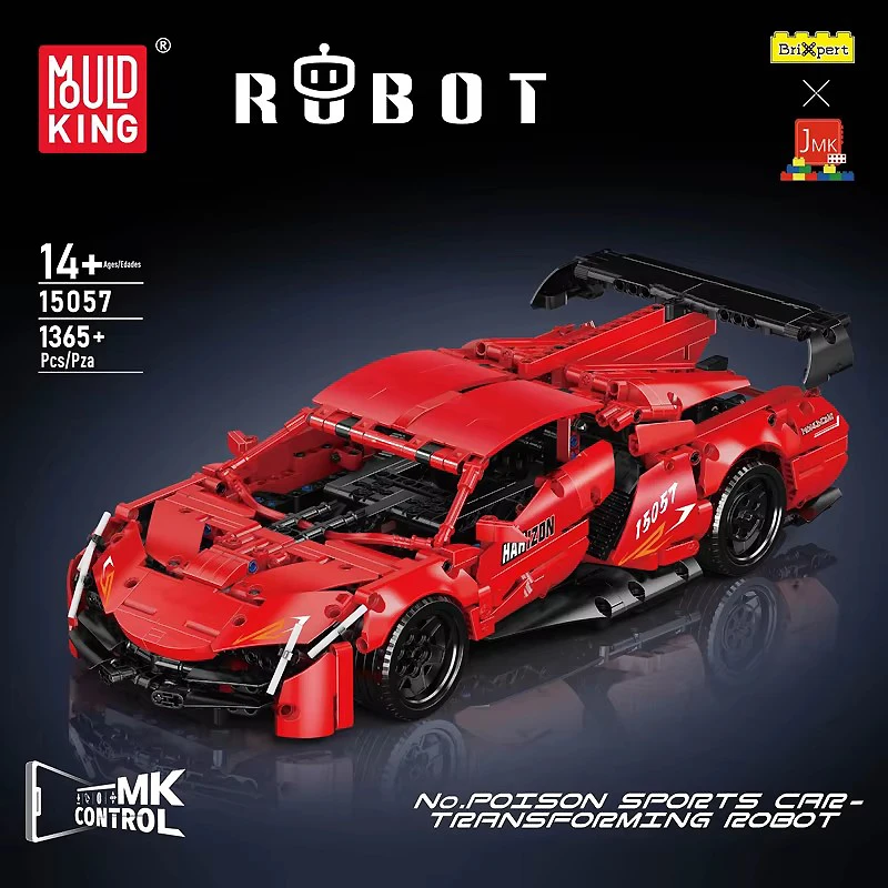 Mould King 15057 Technical Car Toys RC Poison Sports Car Building Block Assembly Transforming Robot Brick Set Kids Chrismas Gift