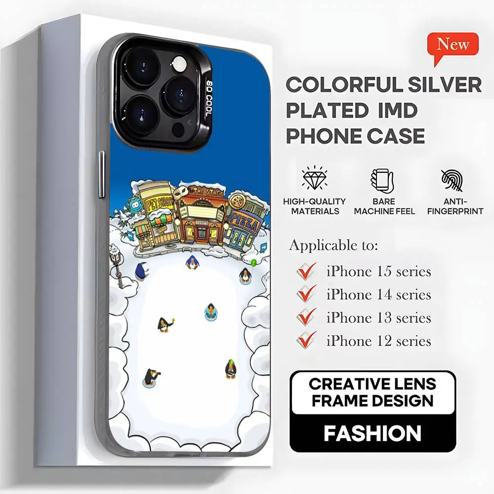 ゲームクラブ P-ペンギン iPhoneケース iPhone 16,15,14,13,12,11,Mini,Pro,MAX,plus対応 ブラックマット 耐衝撃カバー