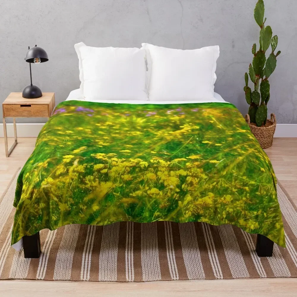 Meadow Afternoon, Photographic Impression Native Plants Throw Blanket Thermal Sofas Weighted Blankets