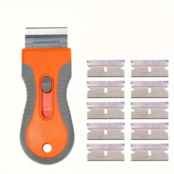 1pc Retractable Plastic Handle Small Glass Spatula Removing Glue Knife Floor Cleaning  Wallpaper Scraper Set Portable.