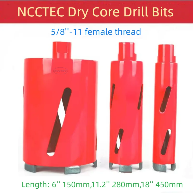 [5/8\'\'-11 Female] 1\'\'-10\'\' * 6\'\'/11.2\'\'/18\'\' Crown DRY Diamond Core Drill Bits Wire Box Hole Opener 25-254mm *150/280/450mm