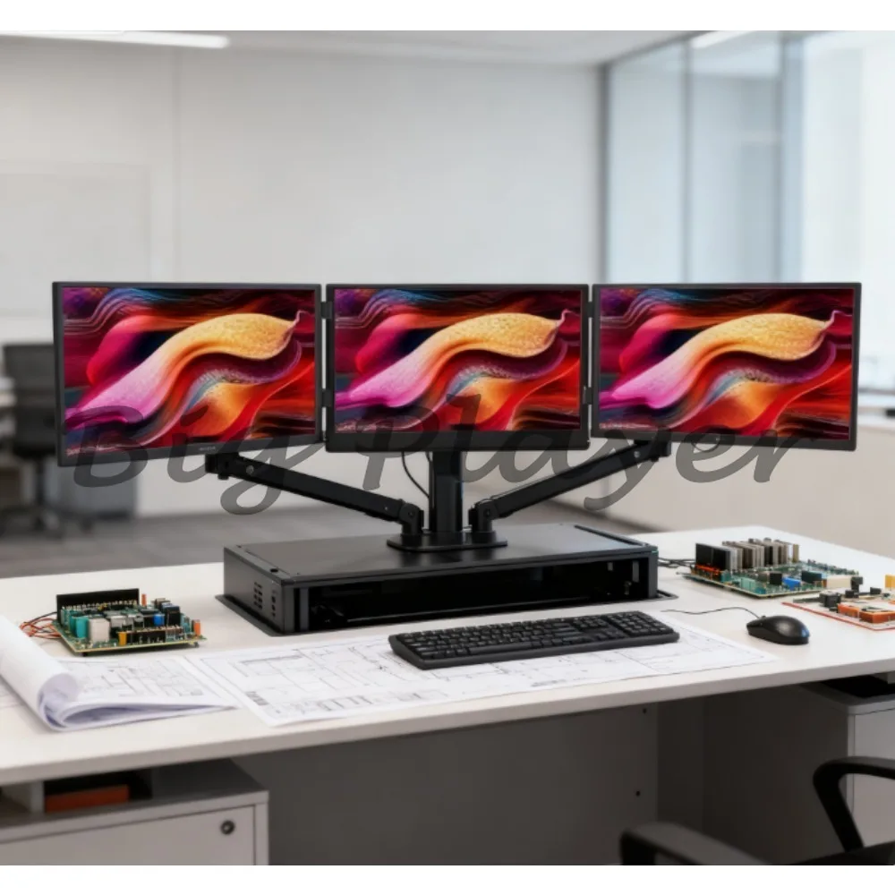 Portable Folding Triple Screen Monitor TriCreate  15.6 FHD 100% sRGB Display for Embedded Engineers Coding Work