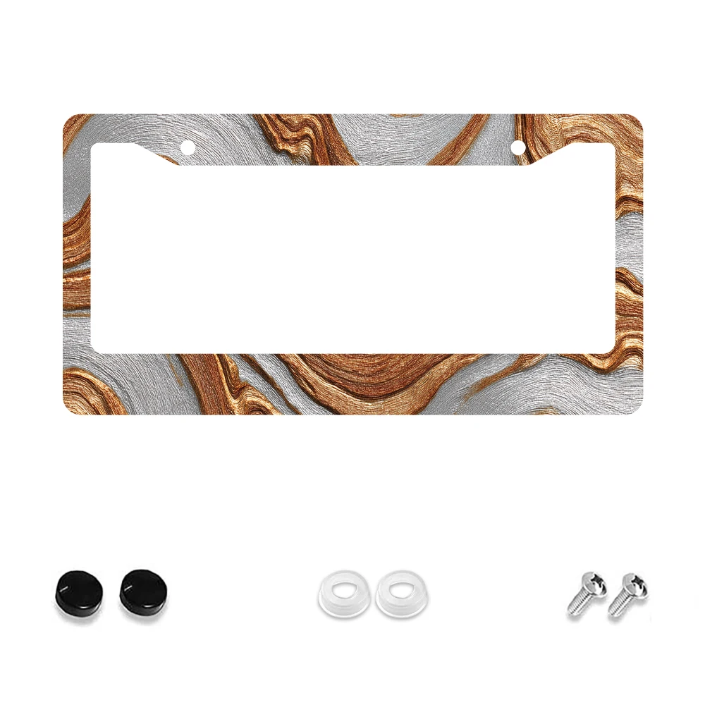 

1 шт. коричневый и серебряный мраморный узор, рама номерного знака с 2 отверстиями, алюминиевый материал, 6x12 дюймов, с набором винтов, новинка в стиле ретро, автомобиль D