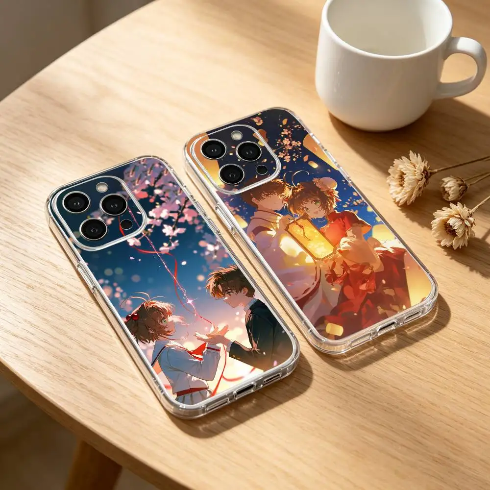 Card C-Captor Anime S-Sakura Phone Case For iPhone 17 16 15 14 13 12 11 Mini Pro Max Plus Transparent Cover