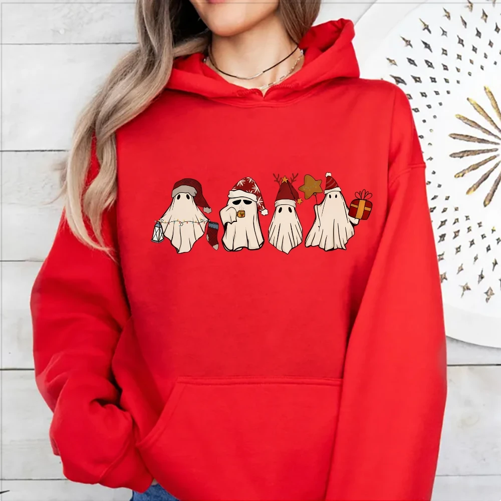 

Retro Ghost Santa Hoodies Sweatshirt, Christmas Santa Hat Ghosts Sweatshirt, Cute Hoodie Christmas Vibe Unisex Sweater Gift