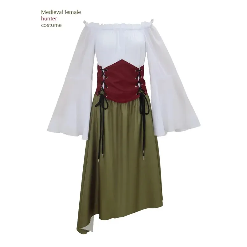 

Средневековый женский костюм охотника для косплея, платье эпохи Возрождения Рен Фера с корсетом для женщин, ролевые игры, вечеринки на Хэллоуин; 3'v, 6.h; 8'