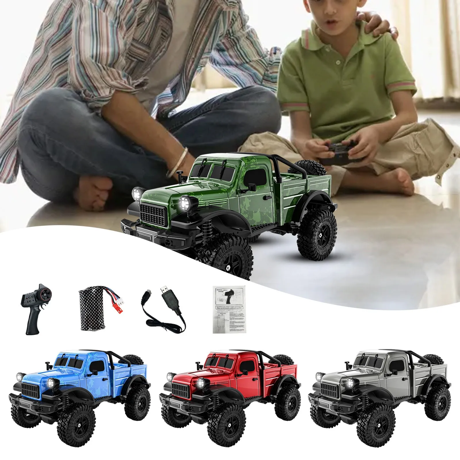 RC Crawler 1:18 Scale All Terrain Remote Control Car 2.4 4WD Electric Rock Working Engine Models Kits to Build for Adults