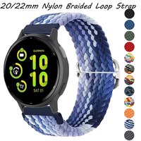 20/22mm Nylon Braided Loop Strap for Garmin Forerunner 265 55 965 165 Sport Bracelet Garmin Venu 3/2 Vivoactive 5 Wristband Belt