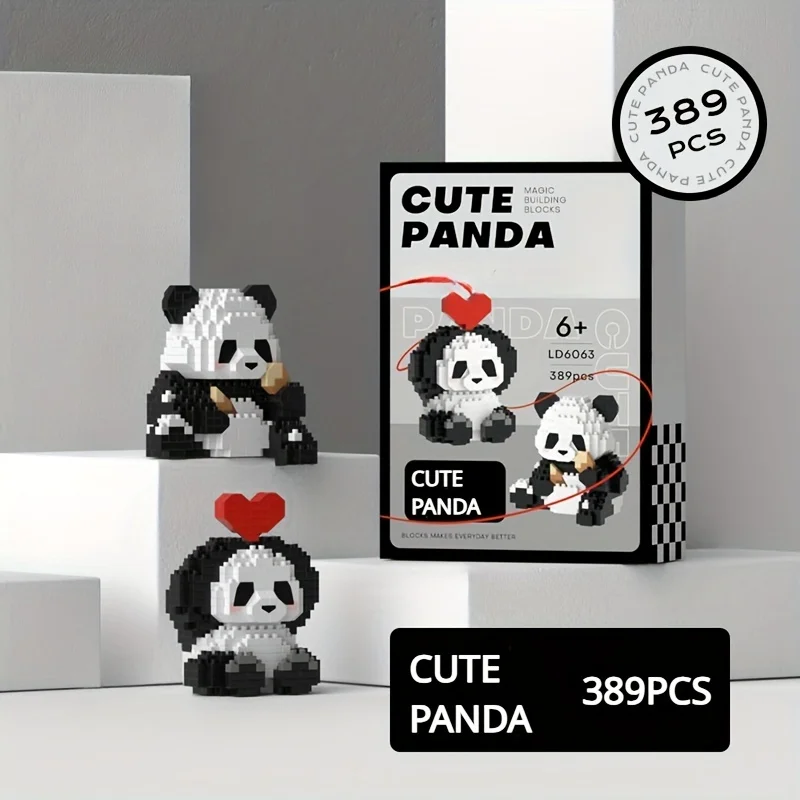 Cute Panda Building Blocks, DIY Educational Toys, Christmas/Halloween/Thanksgiving Day Gift