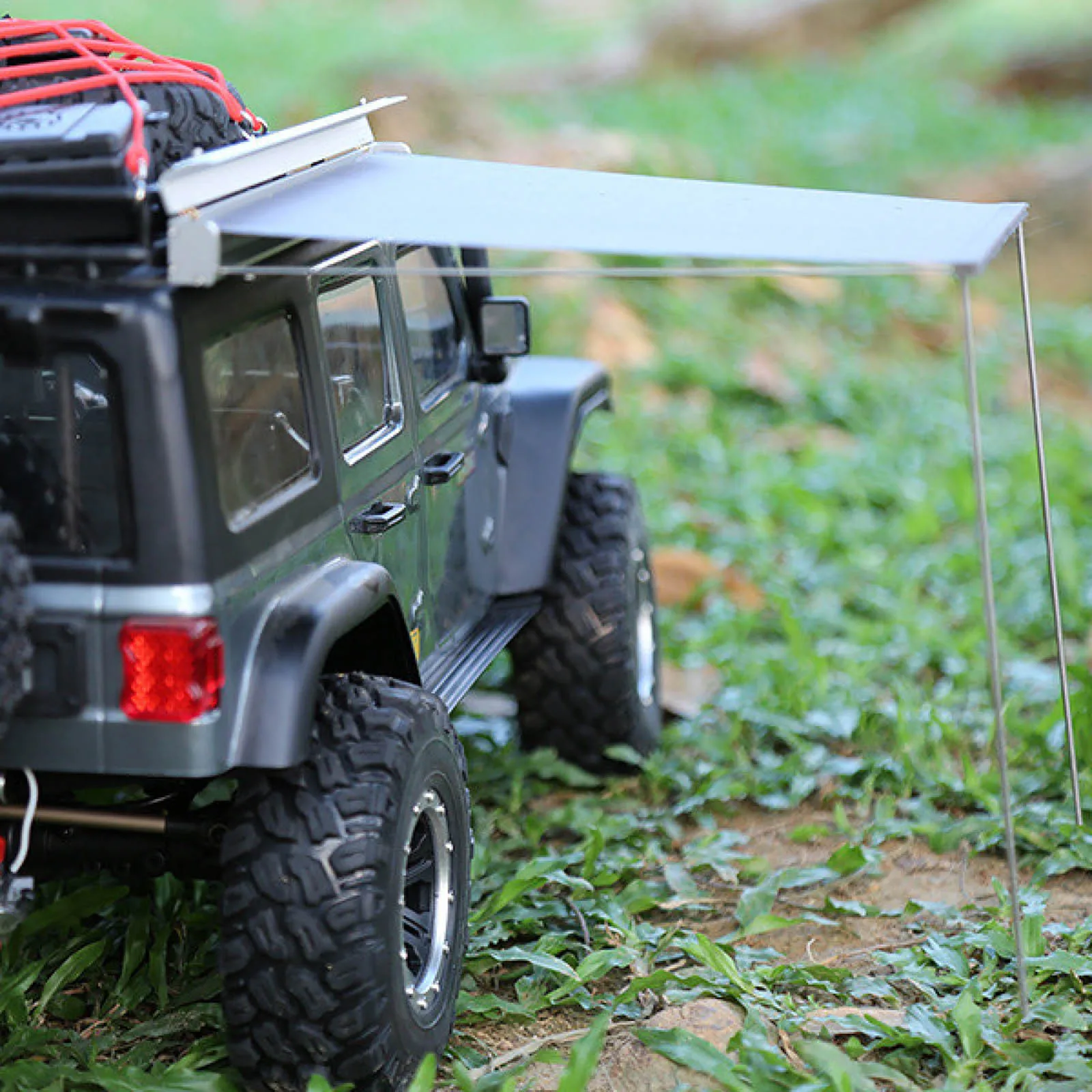 1/8 1/10 RCカー用サイドルーフトップテント、レインシェッド、ルーフトップサンシェード、キャンプテント（SCX10、TRX4、D90、1/8、1/10 RCクローラーカー対応）