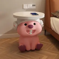Loopy cartoon cute movable coffee table creative personality kawaii bedside table creative beaver ornaments decorative gifts