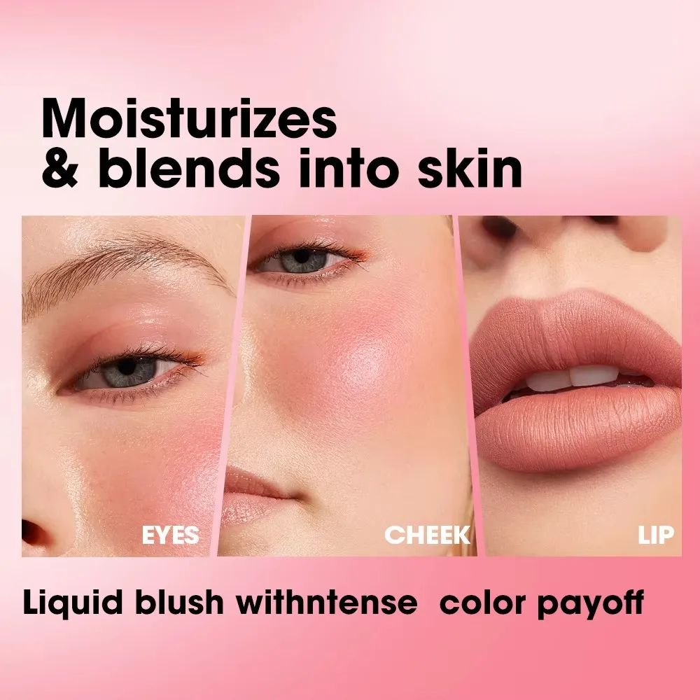 6 cores líquido blush à prova dwaterproof água esponja cabeça bochecha líquido blush creme cor melhorando maquiagem fosca rouge maquiagem feminina cosméticos