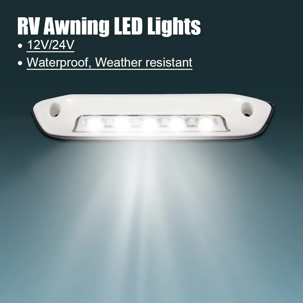 12V/24V Waterproof RV Awning Light, LED Porch Lamp for Motorhome Caravan Camper Van Trailer, Outdoor Exterior Wall Light for Cam