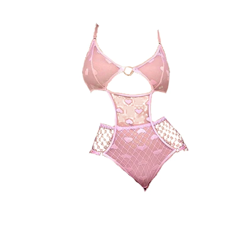 

Женское эротическое белье: соблазнительный комплект из прозрачной сетки с вырезами, белье с открытой промежностью и сердечками для женщин, сексуальное белье.