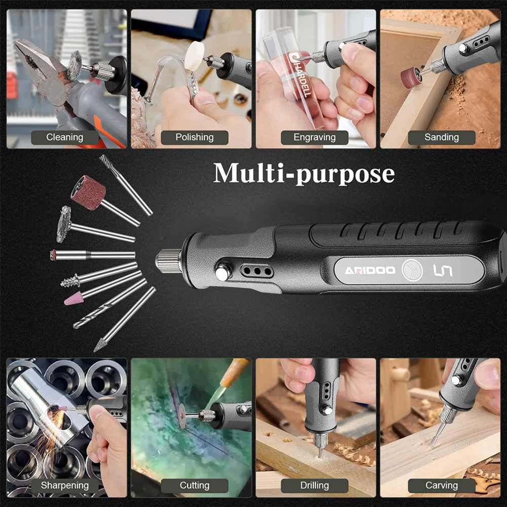 25000 دورة في الدقيقة أداة دوارة لاسلكية متعددة قلم نقش صغير مثقاب كهربائي USB لاسلكي مع ملحقات مجموعة ذاتية الصنع متوافقة مع دريمل