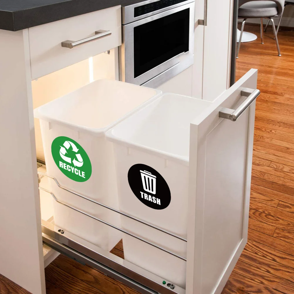 

1Set PVC Trash Can Recycle Sticker Waterproof Removable Self Adhesive Garbage Sorting Label Decal for Indoor Outdoor Use
